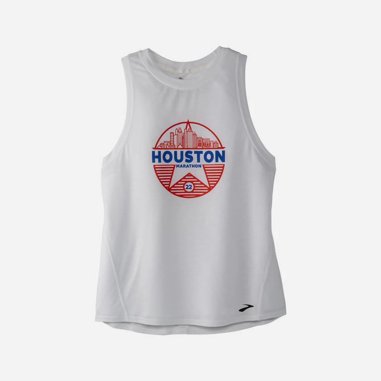 Brooks Houston22 Distance Graphic - Camiseta Sin Mangas Mujer - Blancas (EVCF-97615)